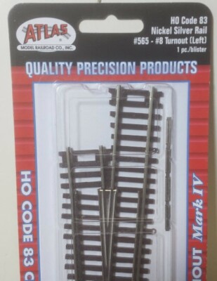 ATLAS (HO) 565 CODE 83 #8 LH TURNOUT (QTY 2)- NEW