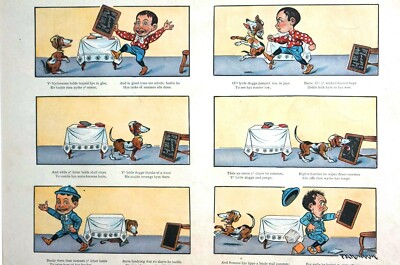Puppy Dog Gets Revenge 1895 MEAN OWNER KICKS DOG - DOG ERASES SCHOOL LESSON Puck