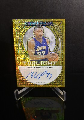 AUTO #'ed 10/10   METTA WORLD PEACE SSP 2023-24 Panini Obsidian Twilight Gold
