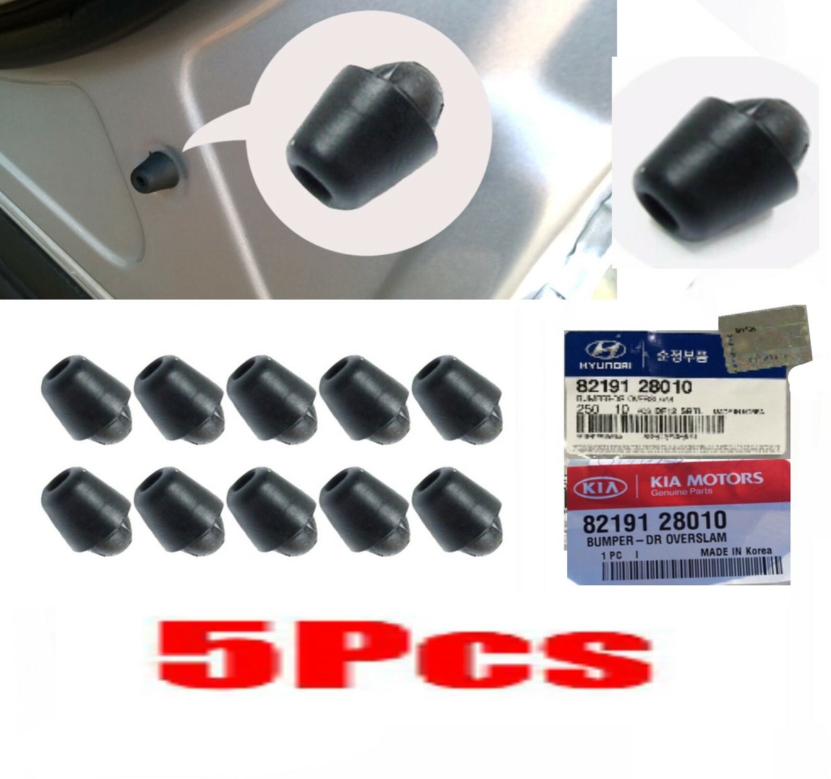 5 PCS Genuine HYUNDAI & KIA 8219128010 Bumper Door Overslam Rubber