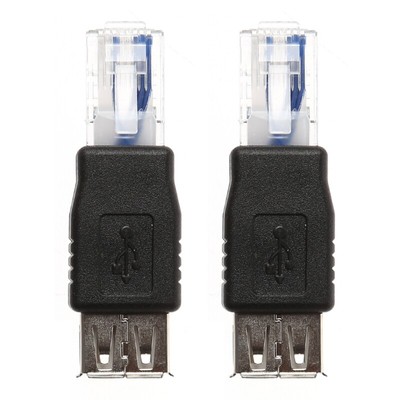 2Pcs USB Type A Female To Ethernet Internet RJ45 Male Connector Converter Adapte