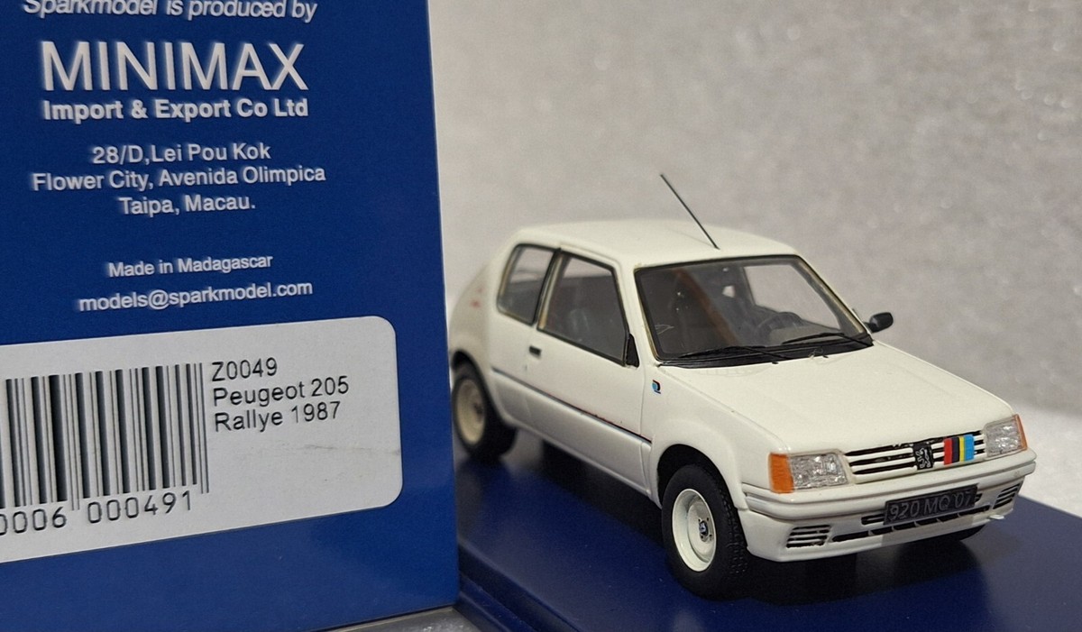 Peugeot 205 Rallye 1988 White 1:43 MileziM by Spark Z0049 Resin