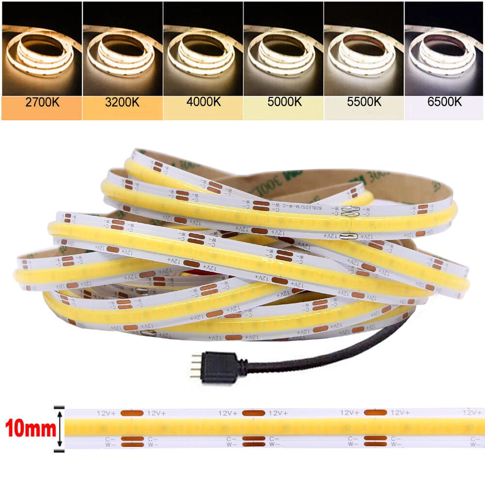 COB Led Strip CCT 2700K To 6500K Tape Lights With RF Remote Dimmable Plug Kit - image 3 of 4