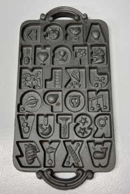 1985 John Wright Cast Iron Alphabet Cookie Mold Vintage Excellent Condition Rare