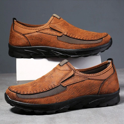 MENS WALKING MOCCASIN SHOES LEATHER SLIP ON DRIVING COMFORT CASUAL TRAINERS SIZE - Zdjęcie 4 z 28