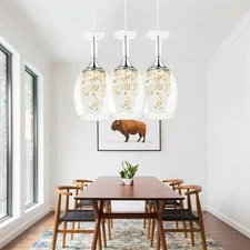 Crystal Wine Glass LED Chandelier Pendant Lamp 3 Light Ceiling Light Fixture USA