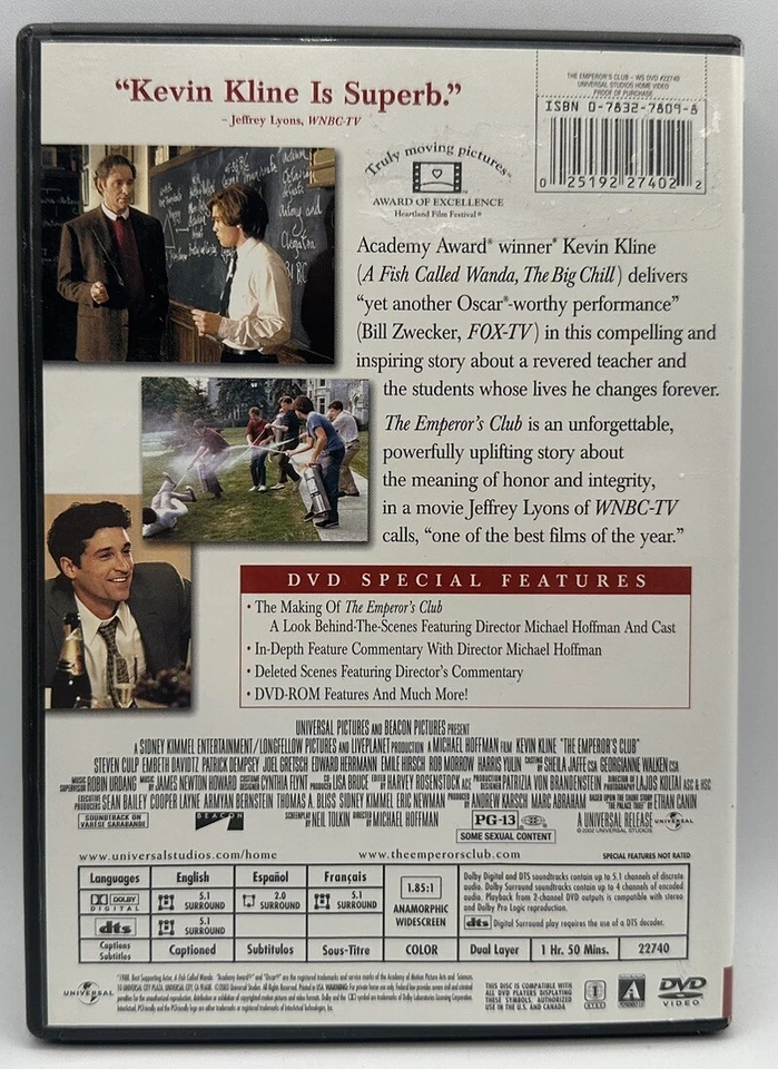 The Emperor's Club Widescreen Edition DVD Embeth Davidtz 2003 - Image 2 of 3