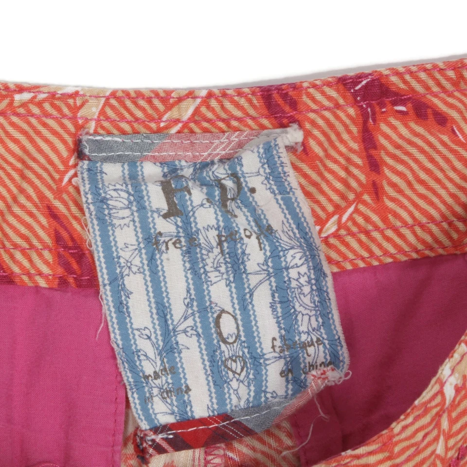 Mini Pantalones Cortos Free People Lindos Patrón Paloma Pájaro Rojo tiro bajo talla 0 - 539 Foto 4 de 4