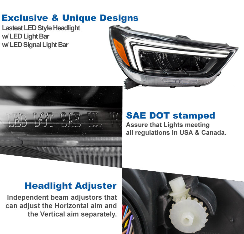 Fit 2017-2022 Buick Encore LED Light Bar Headlights Assembly