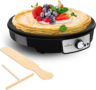 Nutrichef Electric Crepe Maker & Griddle Cooktop - Nonstick 12 Inch Aluminum Hot