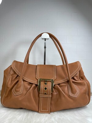 Celine Hand Bag Shoulder Bag Brown Leather Authen