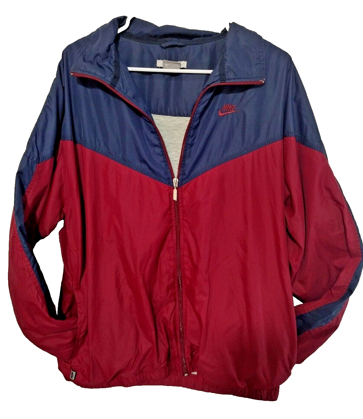 Vtg Nike Windbreaker mens sz Large jacket, Full Zip Blue Maroon, Gray Tag y2k