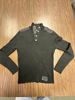 EXPRESS Men's Black Toggle Button Snap 1/4 Long Sleeve Shirt Sweater Medium M
