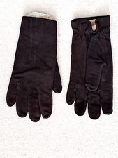 Vintage Black Suede Men Gloves Leather Winter Cotton Lined XL/25/10 New 1989