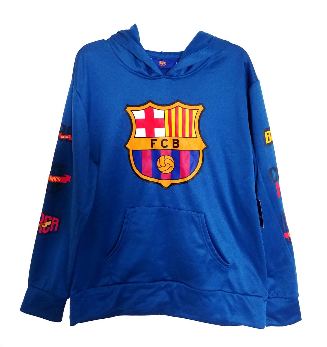 NWT FC Barcelona Long Sleeve Logo Hoodie by HKY Sportswear Inc