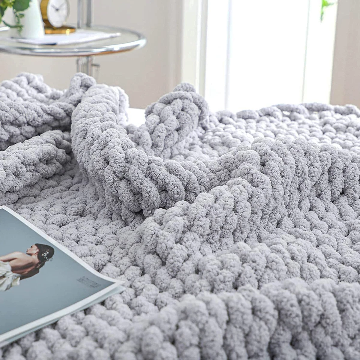 Machine washable chunky knit blanket cheap
