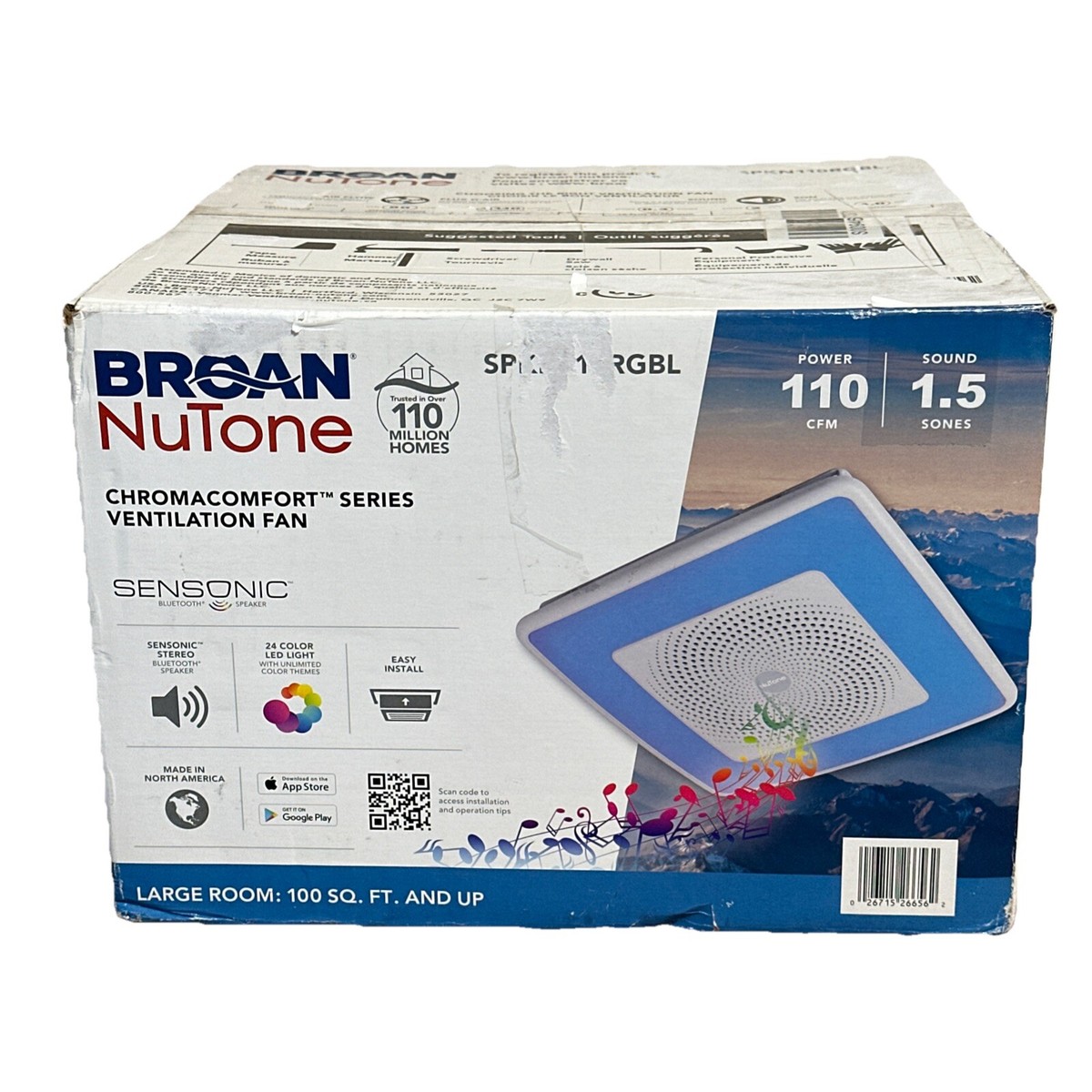 Chromacomfort 110 CFM Bathroom Exhaust Fan Light Bluetooth Speaker  SPKN110RGBL