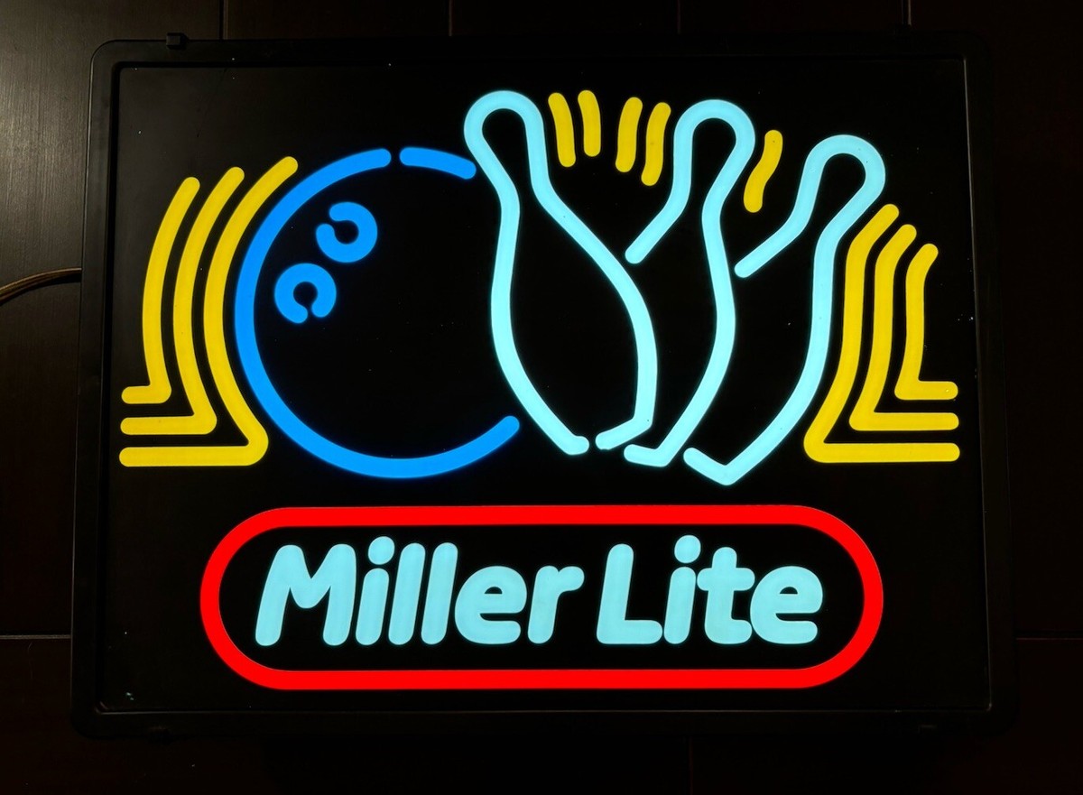 Vintage Miller Lite Beer Advertisement Bowling Ball Pin Lighted