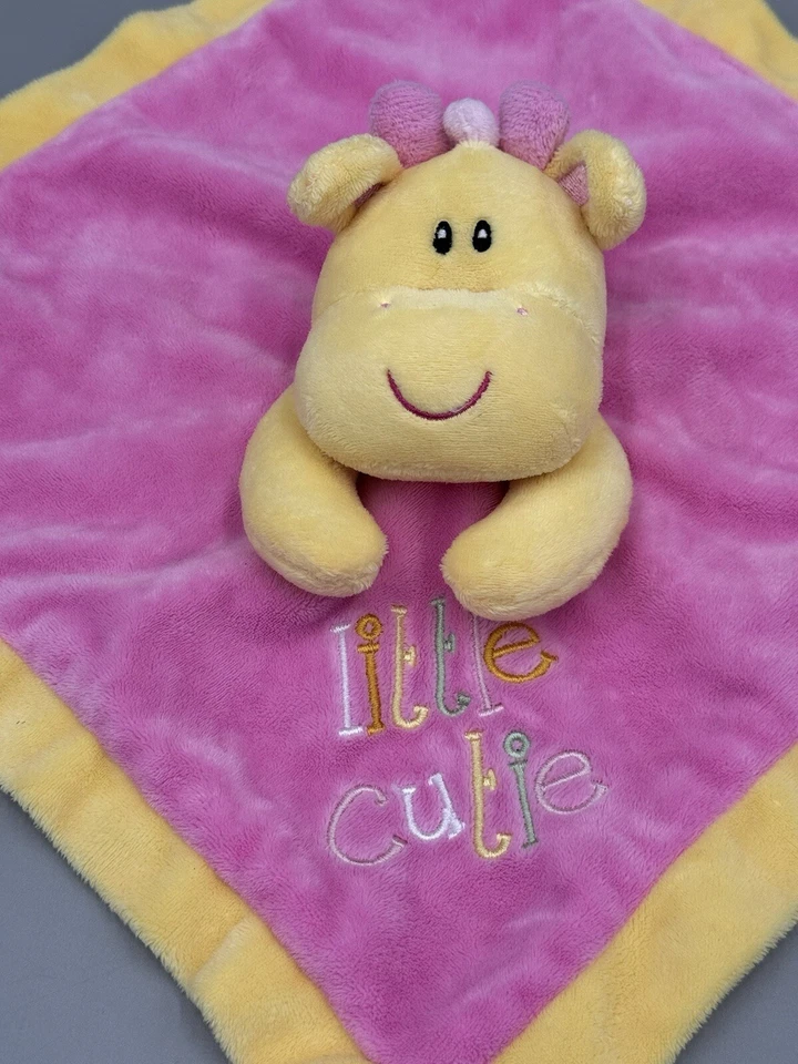 Manta de seguridad First Impressions Baby Giraffe Lovey rosa amarillo Little Cutie Foto 2 de 4