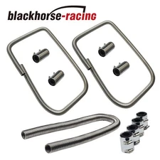 New 48" Stainless Steel Radiator Hose Kits +44"Heater Hose Kits Universal Sliver