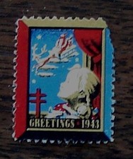 Nice Vintage Used 1943 Christmas Seal Stamp - GOOD COND - GREAT VINTAGE STAMP