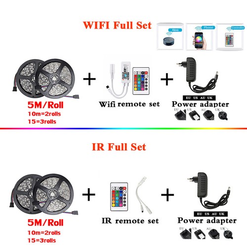 DC12V SMD 2835 5M RGB led Strips Light Flexible Stripe Lamp IR WIFI Controller - Picture 2 of 13