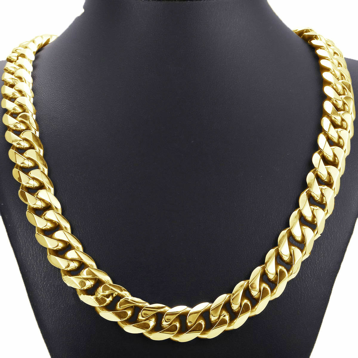 Collar de 8""-40"" Top 316L Acero Inoxidable Eslabón Pesado Oro Curva Cadena Cubana Hombres
