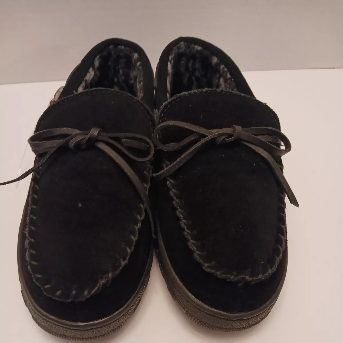 MUK LUKS Men s SZ. 9 Black Paul Berber Suede Moccasin Slipper