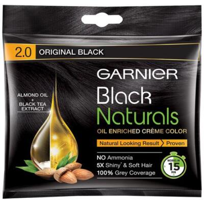 4 x Garnier Black Naturals Haarfarbe Original Schwarz - Farbton 2.0 - KEIN AMONIA