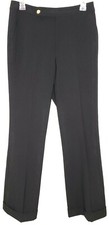 Lauren Ralph Lauren Dress Pants Size 4 Petites Black Gold Tone Button Wool Blend