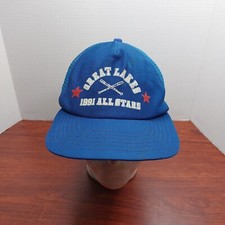 Vtg Great Lakes 1991 All Stars New Era Dupont Visor Snapback Hat Made In USA Cap