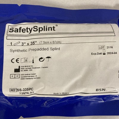 BSN #SS-335PC, SafetySplint Synthetic Prepadded Splint, 3''x35'', 1 each