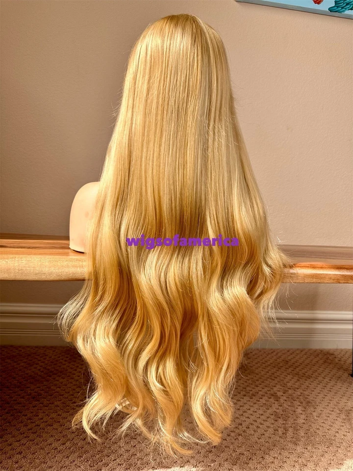 Peluca Rubia Dorada Encaje Parte Frontal 30 Pulgadas Largo Ondulado Calor Ok Foto 2 de 4