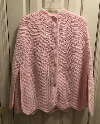 Carolyn Smith Womens Pink Handmade Yarn Knitted Shawl Sweater