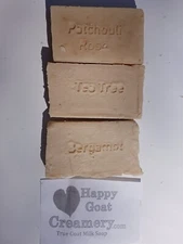 3 BARS CHEAP GOAT MILK SOAP HAPPY GOAT CREAMERY BERGAMOT TEA TREE PATCHOULI ROSE