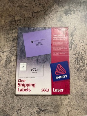 Avery Easy Peel Shipping Labels 2 x 4 Clear Pop up Edge Laser 500Pk 5663