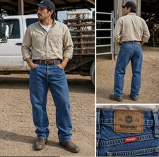 Wrangler Vintage Jeans 42x30 Mens Workwear Denim Heavy Duty Streetwear Fade