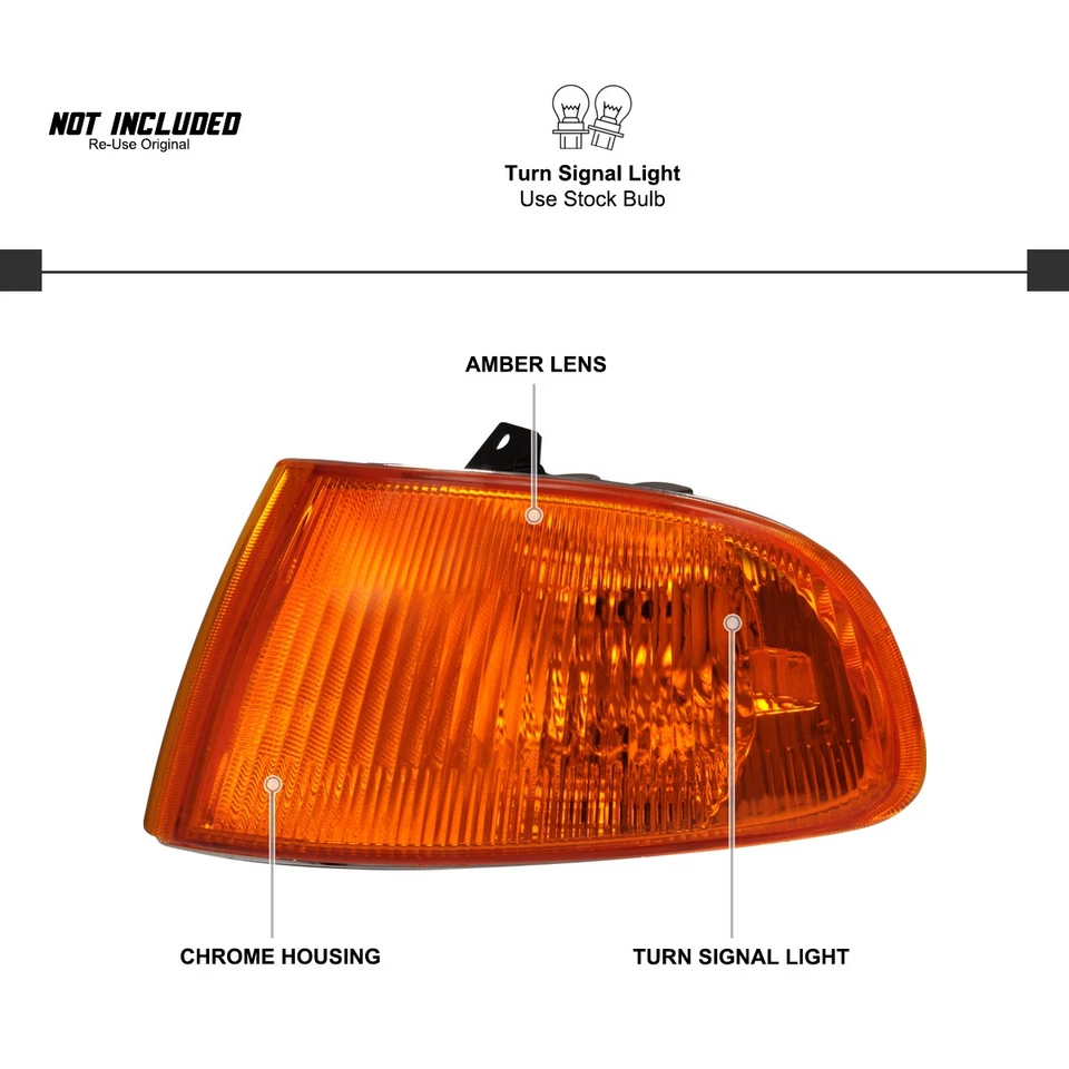 Amber Corner Lights Fits 1992-1995 Honda Civic 2/3Dr Coupe Hatchback Turn Signal Foto 3 de 4