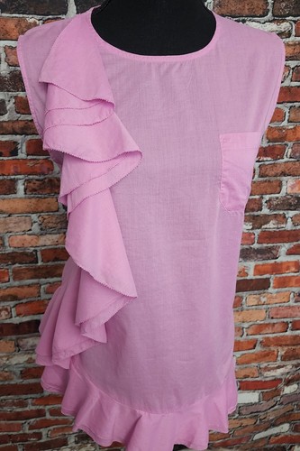 Top Coquette Balletcore Anthropologie rosa con volant Eze Sur Mer L cottage romantico - Foto 2 di 15
