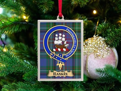 Rankin Clan Crest Ornament   Scottish Silver Frame Keepsake