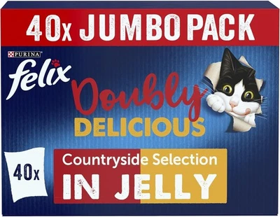 BRANDED FELIX Doubly Delicious Countryside Selection in Jelly Wet Cat Food 40x85g