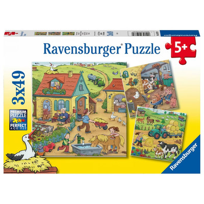 NEW & SEALED Ravensburger 05078 On The Farm 3x49 Pc Jigsaw Puzzles USA SELLER
