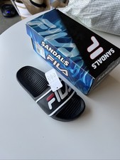 FILA Sleek Slide St Kids Child 4 Black White Sandals