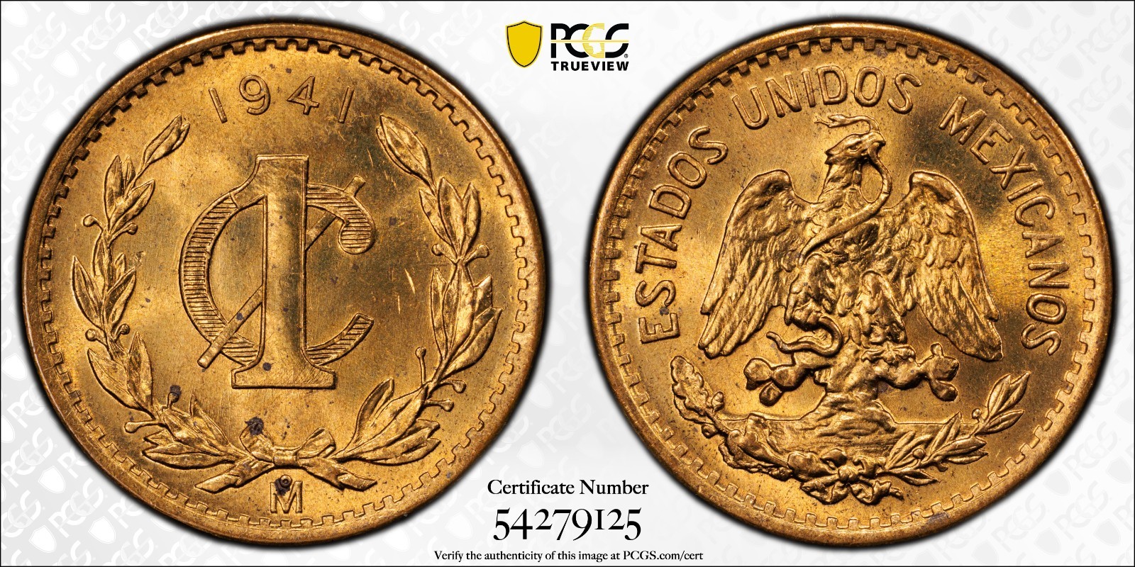 Mexico 1 Centavo 1941-Mo PCGS MS 65 RD