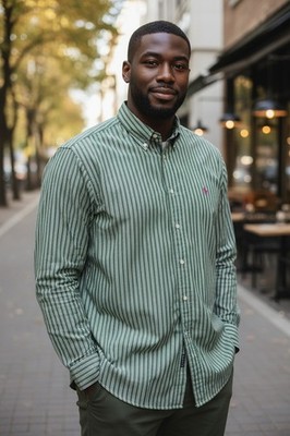 Polo Ralph Lauren Shirt Mens 3XLT Green Striped Button Down Dress