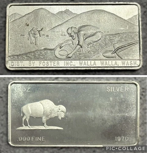 Rare 1970 Foster Inc. Walla Walla Washington 1 Oz .999 Silver Bar