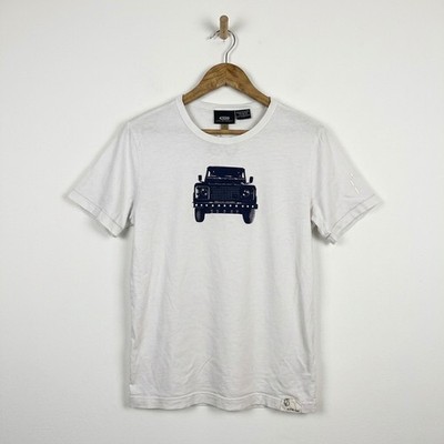 G-Star Raw Mens Small White Graphic T-Shirt Land Rover Defender Style Off-Road