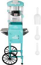 Máquina de palomitas de maíz retro rosa 8 OZ con carrito - Ideal para fiestas y noches de cine