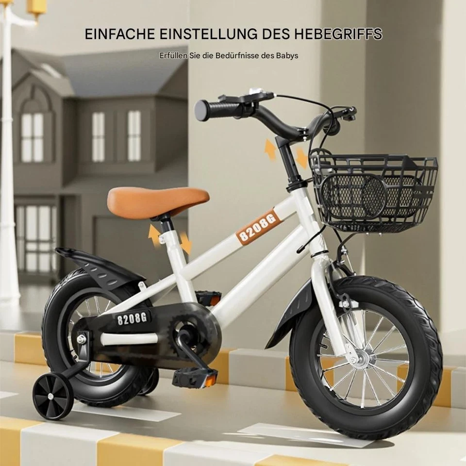 Kinderfahrrad Mädchen Jungen 3-7 Jahre mit Stützrädern Korb 12-16 Zoll Fahrrad - Bild 2 von 4