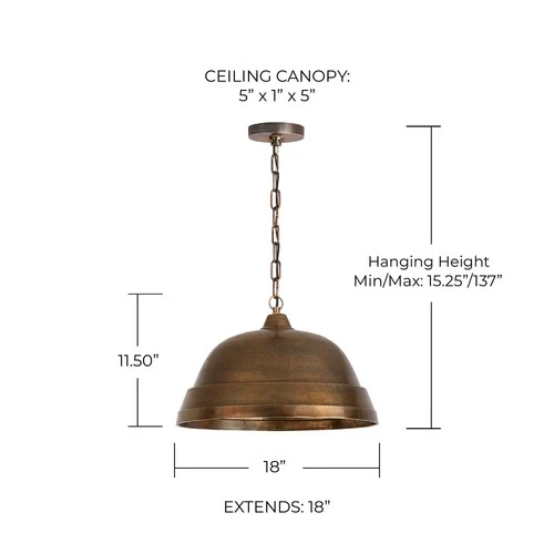 Capital Lighting Rustic 18" Wide Oxidized Brass Dome Pendant Light - Picture 6 of 6